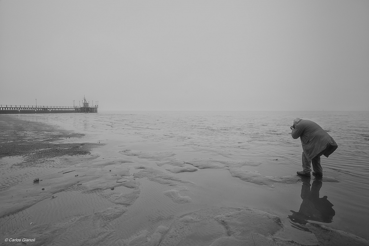 "El muelle, el ro, el fotgrafo y la niebla." de Carlos Gianoli