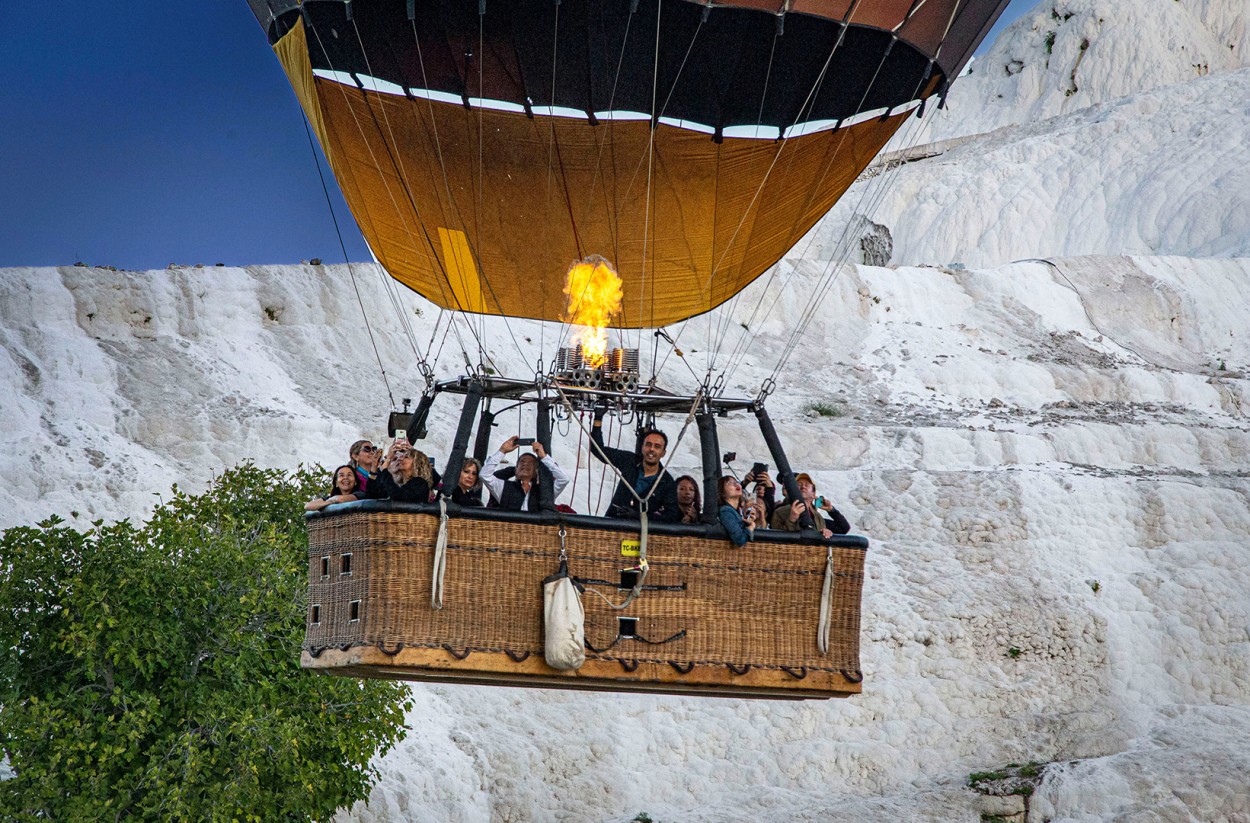 Disfrutando en globo