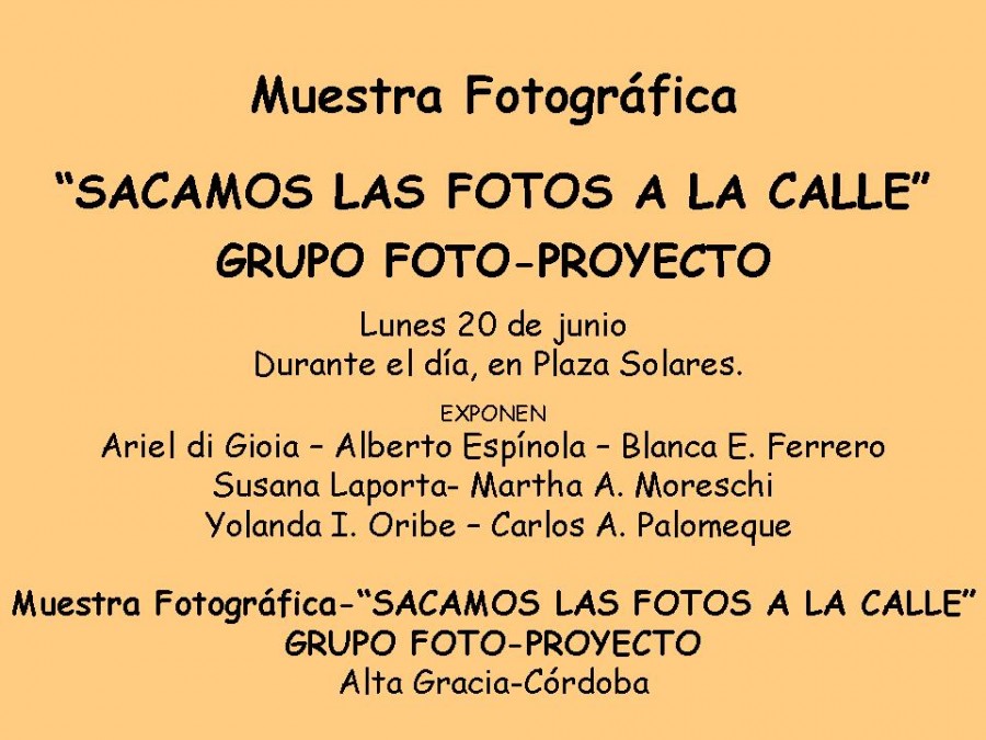 "SACAMOS LAS FOTOS A LA CALLE" de Martha A. Moreschi