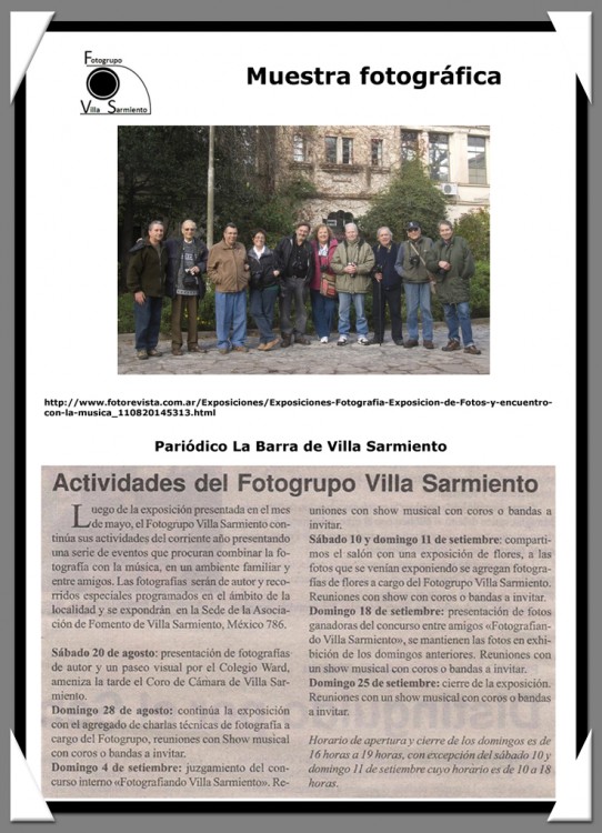 "Muestra fotogrfica - Fotogrupo Villa Sarmiento" de Maria Cristina Silva