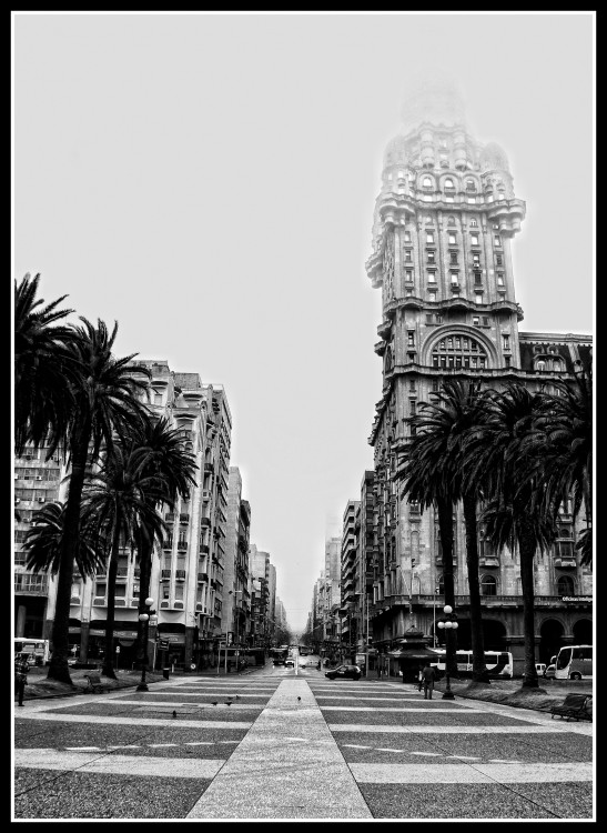 "Montevideo con lluvia" de Hugo Lorenzo