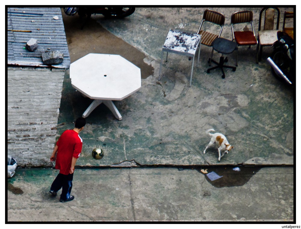 "Messi and su dog in the patio" de Daniel Prez Kchmeister