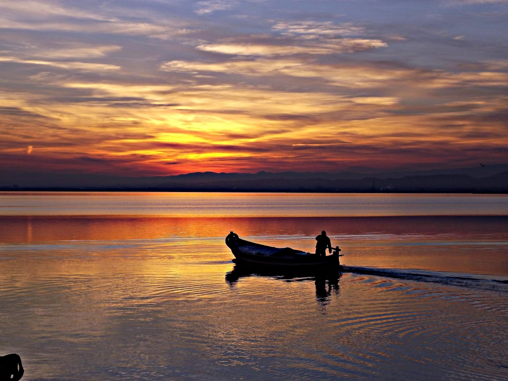 "atardecer en la albufera de valencia" de Pascual Navarro