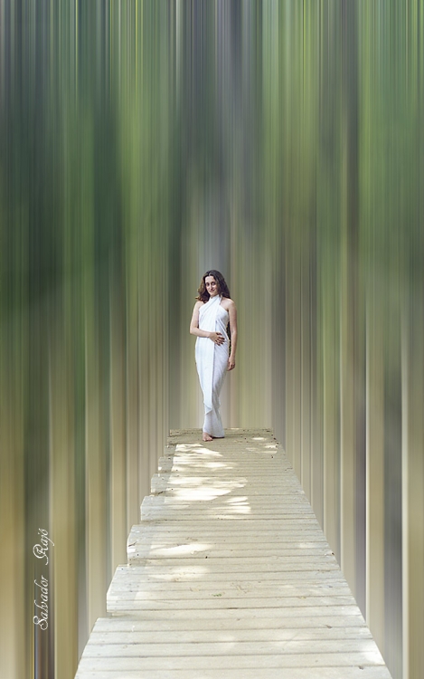 "dama en el bosqe" de Salvador Raj