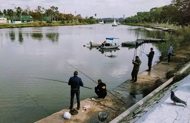 "pescadores en el rio Hayarkon." de Tzvi Katz