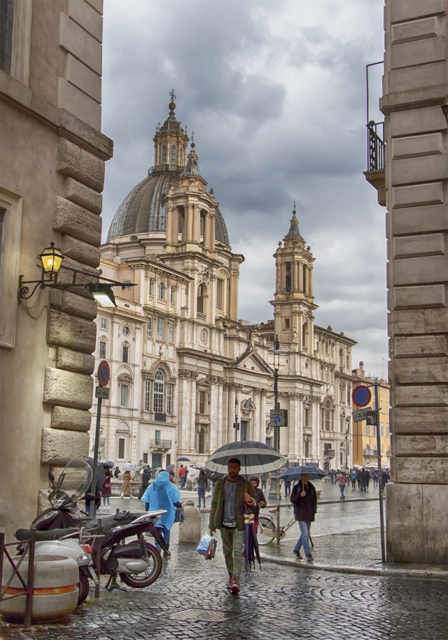 "lluvia en Piazza Navonna" de Edith Polverini