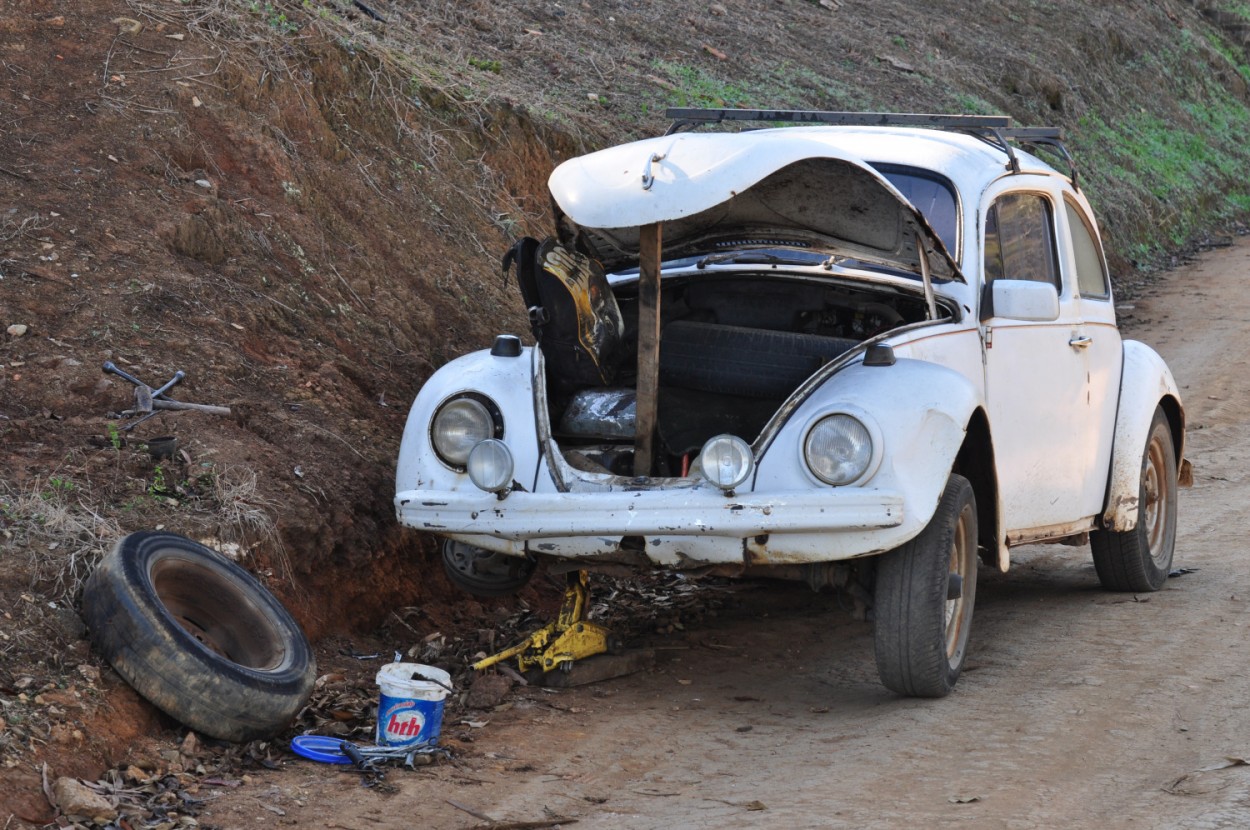 "Sem dono, quebrado e abandonado,mas  um `Fusca`" de Decio Badari