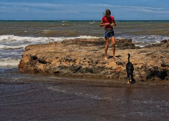 Foto 5/Las olas, la nia y el perro y....