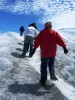 haciendo tracking en el glaciar