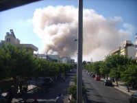 Incendio en la isla griega